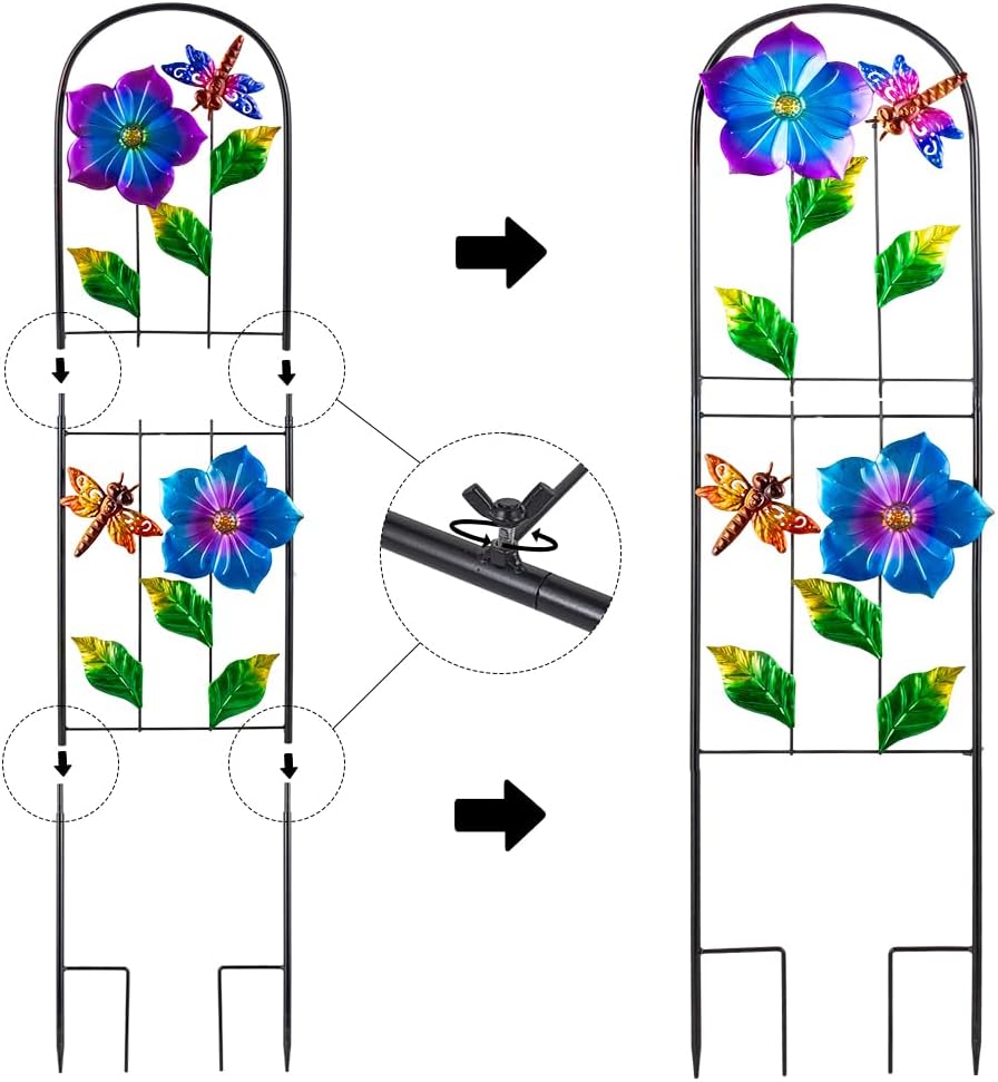 Metal Garden Trellis for Climbing Plants,2 Packs Dragonfly Outdoor Decorative...