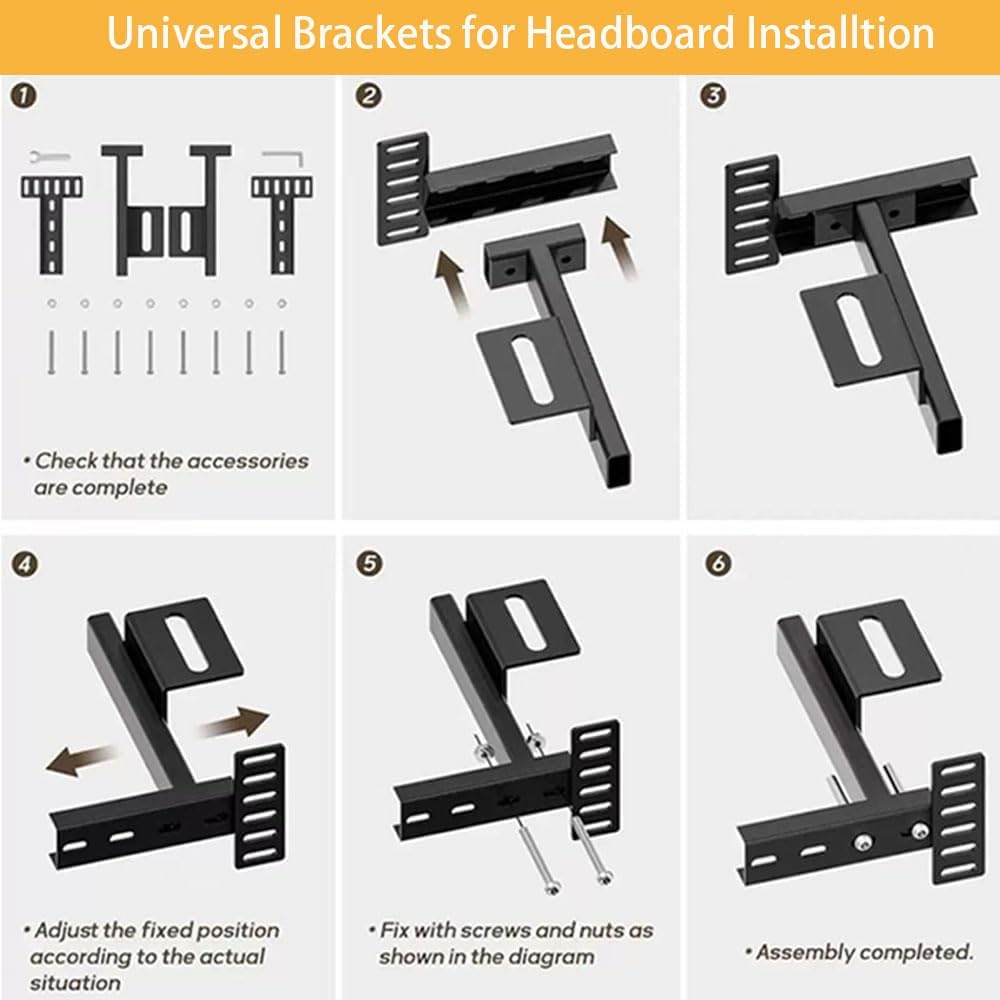 Adjustable Headboard Brackets for Metal Bed Frame, Universal Headboard Mounti...