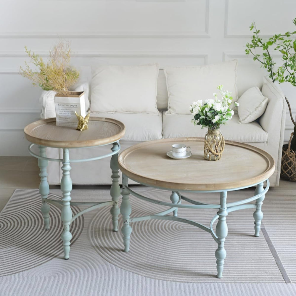 Rustic Farmhouse Round Coffee Table, French Country Vintage Center Table,φ31....