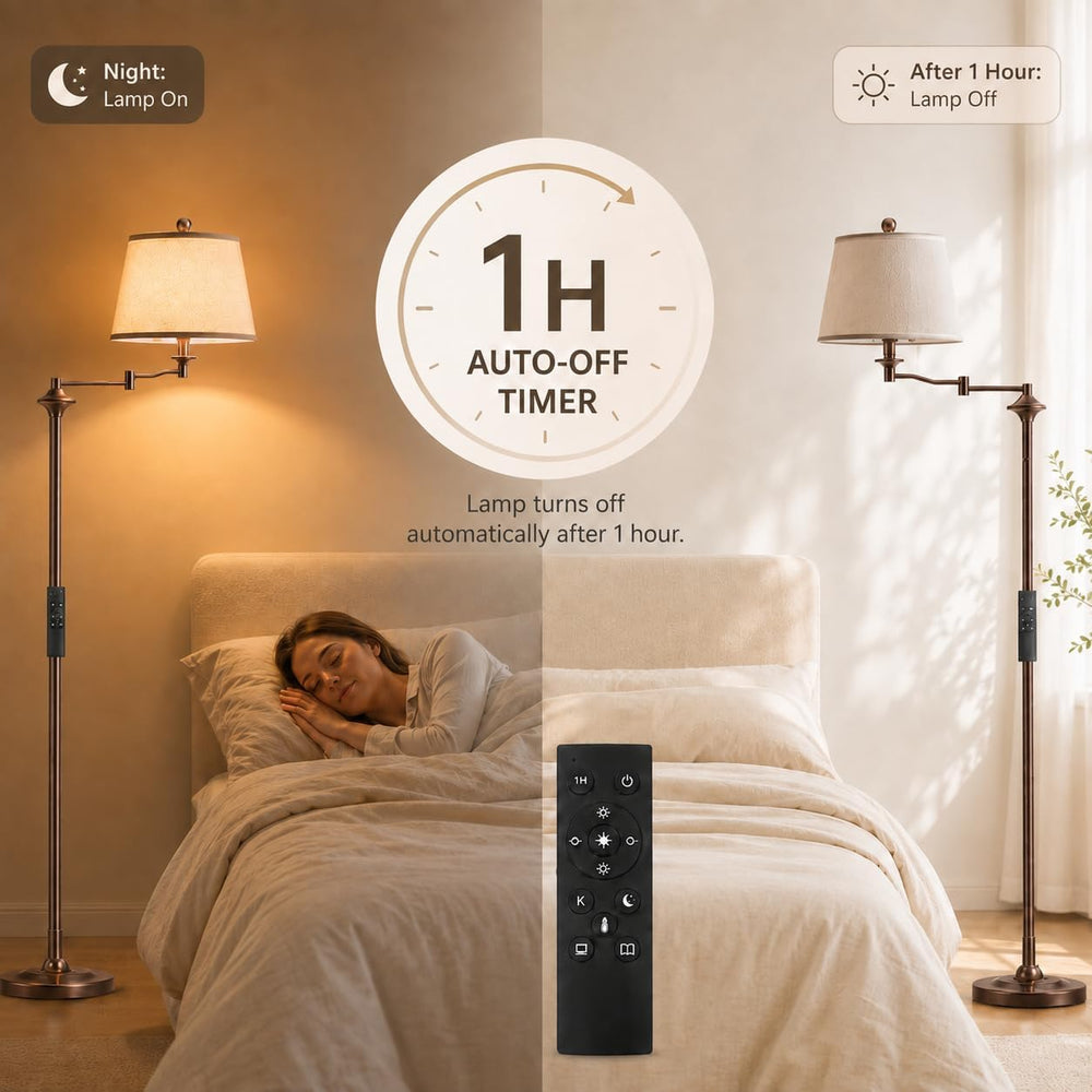 Wio-Mio Vintage Floor Lamp, 350° Adjustable Swing Arm for Living Room