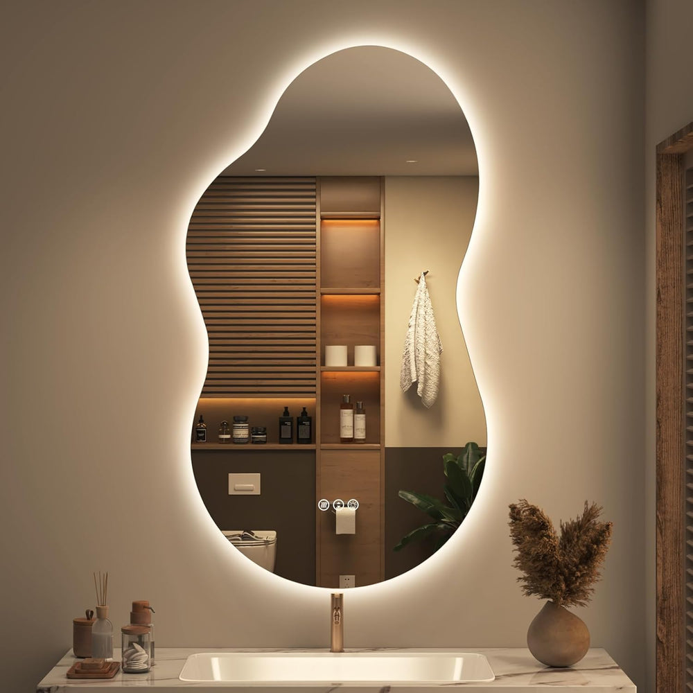 SMIROR 20x36 Irregular Backlit Led Lighted Bathroom Vanity Mirror