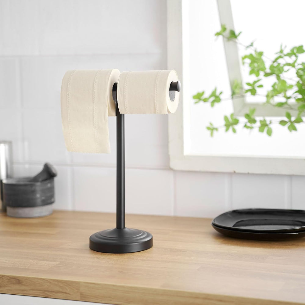 RUMOSE Matte Black Hand Towel Holder Stand Countertop Towel Rack