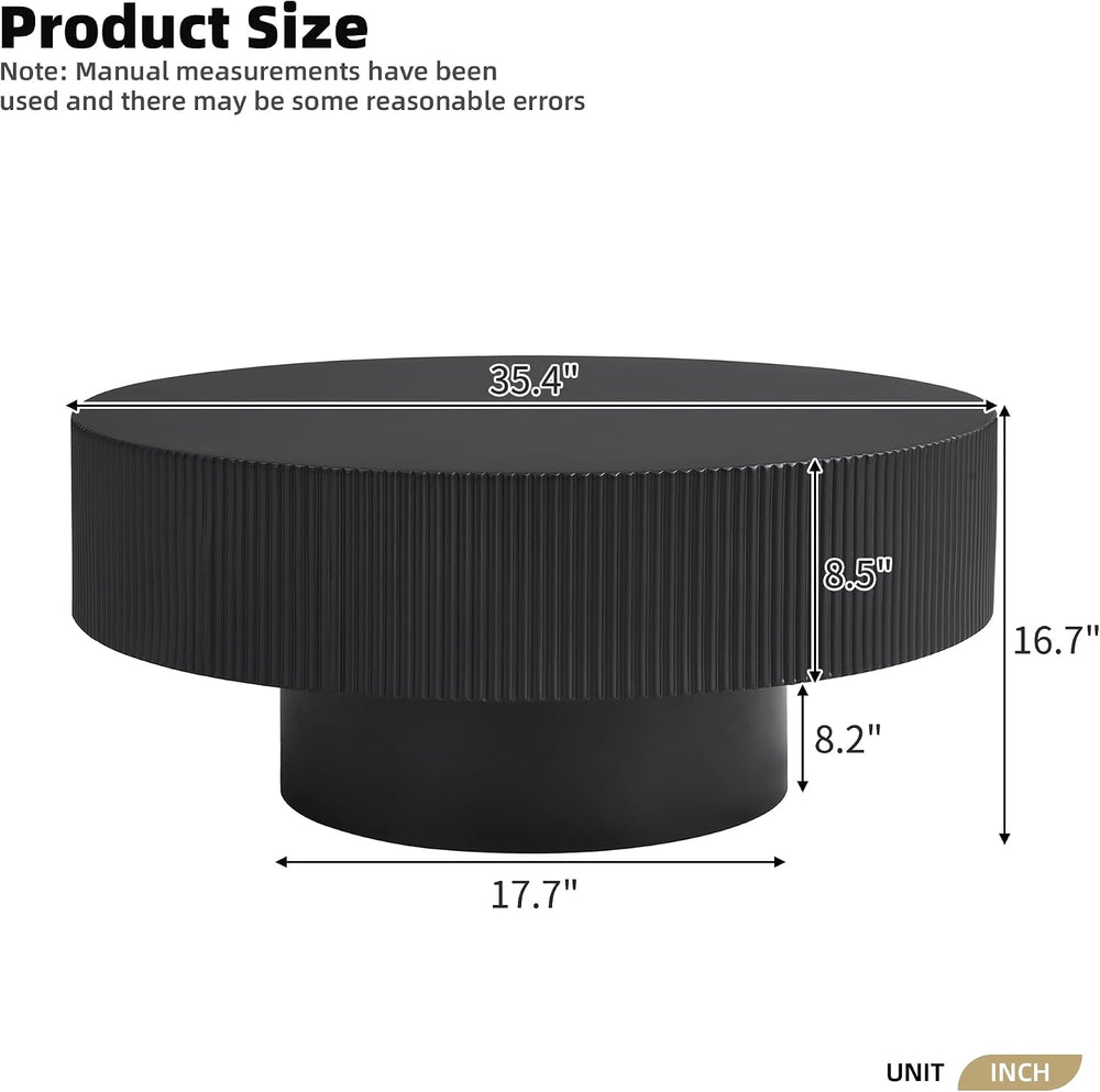 Merax Modern 35.4 Inch Round Large Coffee Table with Sturdy Base, Wood Circle...