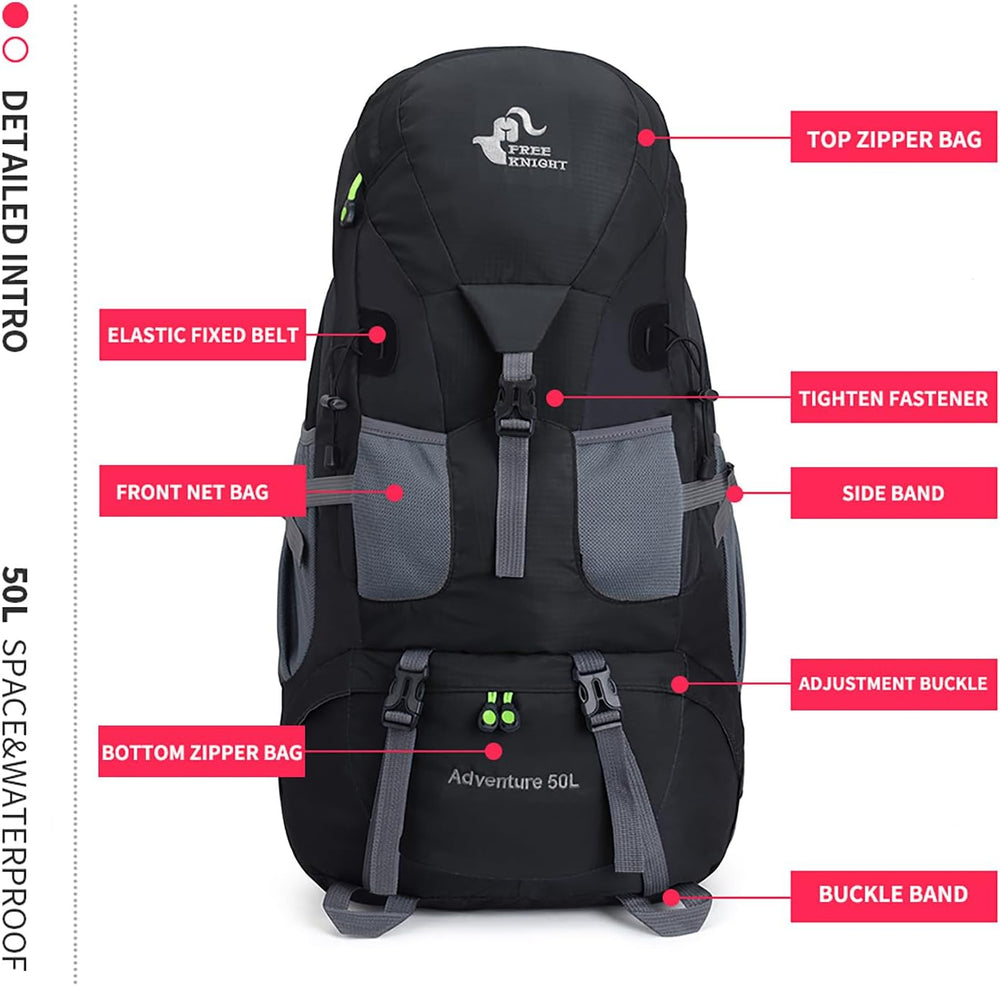 Bseash 50L Hiking Backpack, Water Resistant Lightweight Outdoor Sport Daypack...