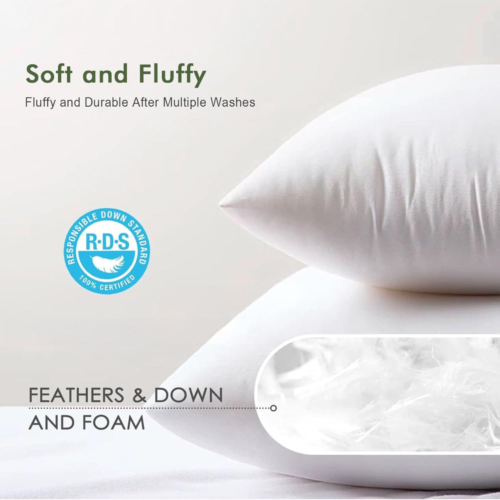 TOPGREEN Feather Down Throw Pillow Inserts 20 x 20, Set of 2, 100% Organic Co...