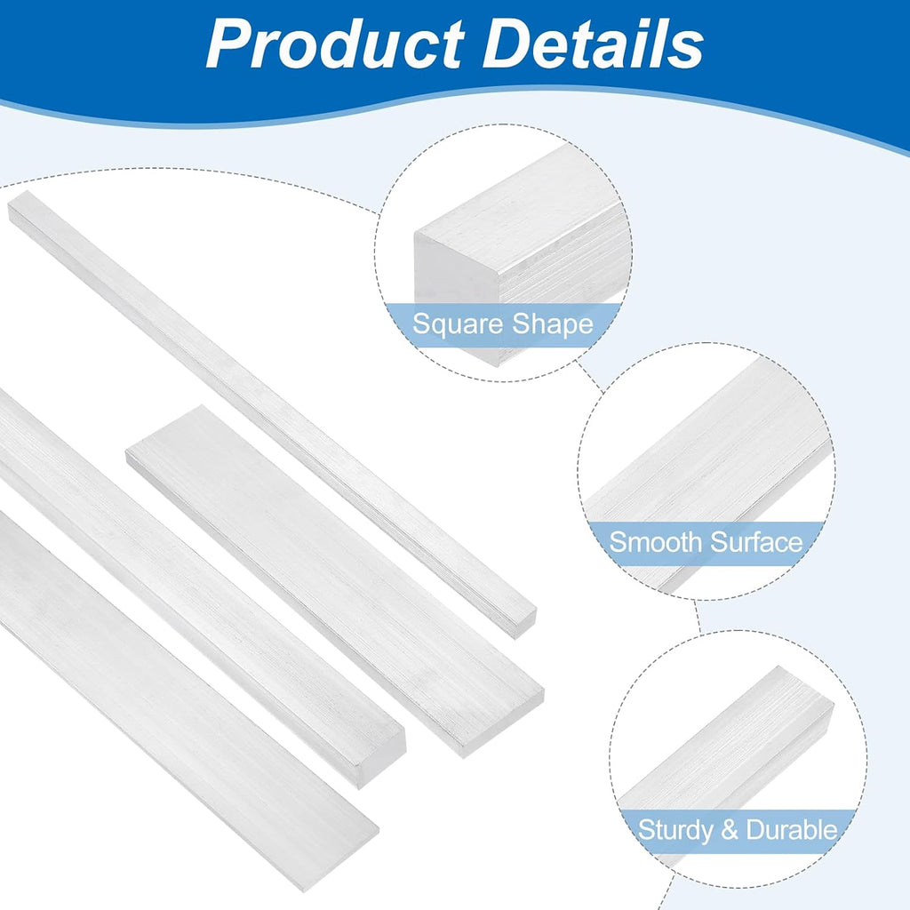 uxcell Square Aluminum Flat Bar, 1/2"x4"x12" 6063 Aluminum Plate