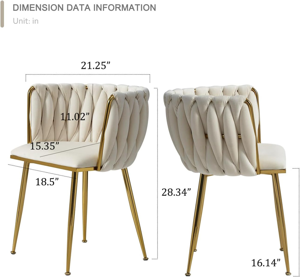 Dining Chairs, Beige Velvet Dining Chairs Set of 2