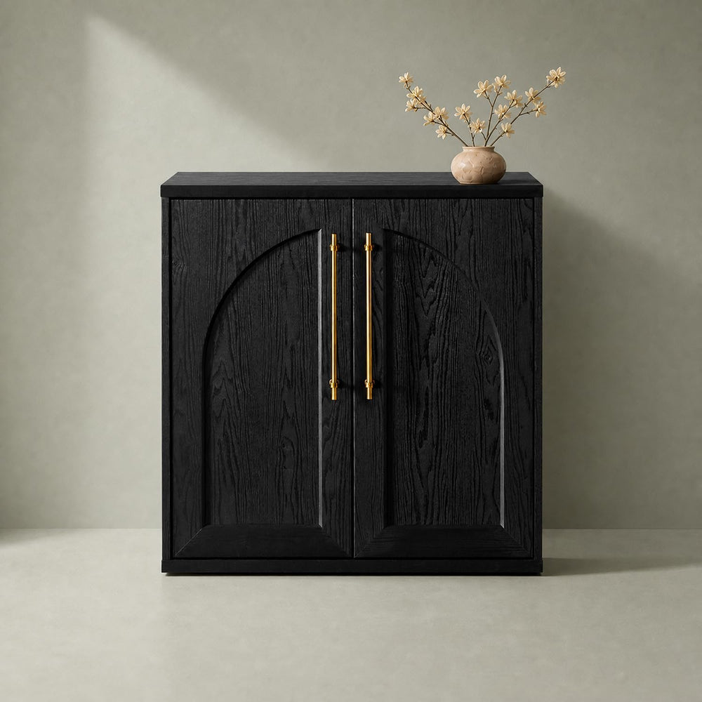 mopio Blake Storage Cabinet, Pantry, Sideboard (Black Oak, Single, Arched)