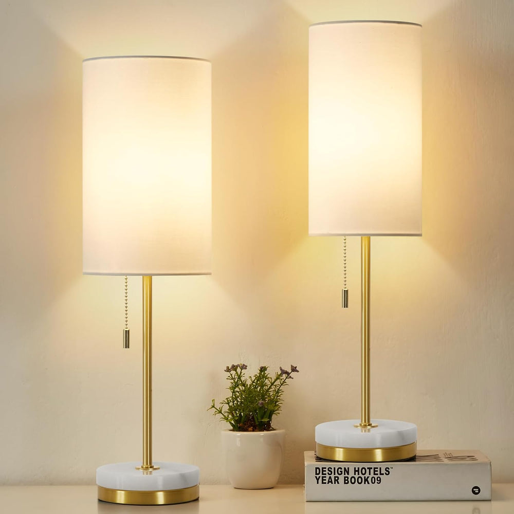Luvkczc 18" Desk Lamp & Table Lamp Set of 2, Bedside Lamps with Marb...