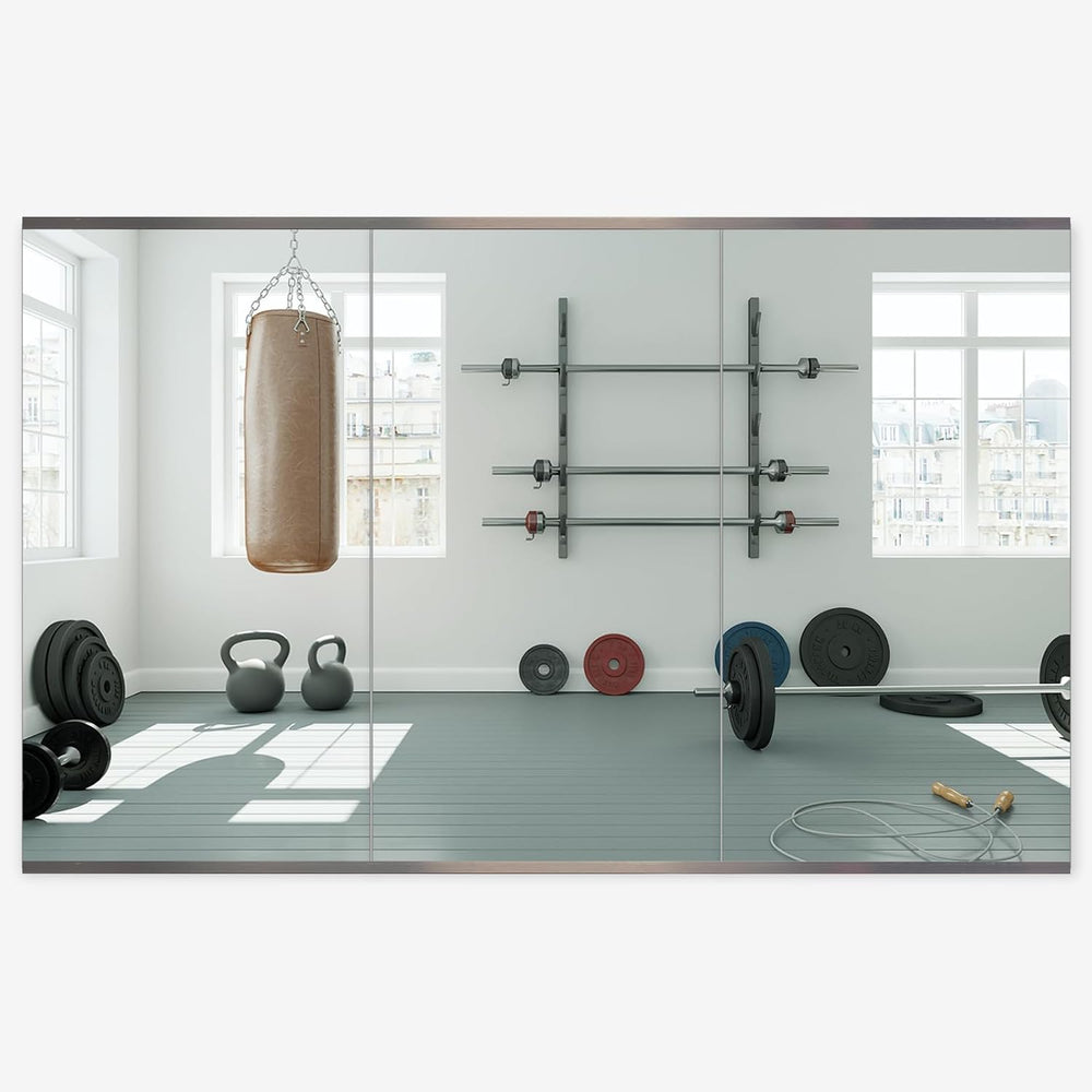 Home Gym Mirror 48"x24" 3PCS, Wall Mounted Frameless Tempered Glass...
