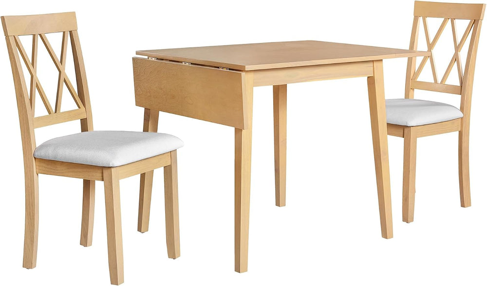 P PURLOVE 3 Piece Kitchen Dining Set, Wood Dining Table Set, Natural