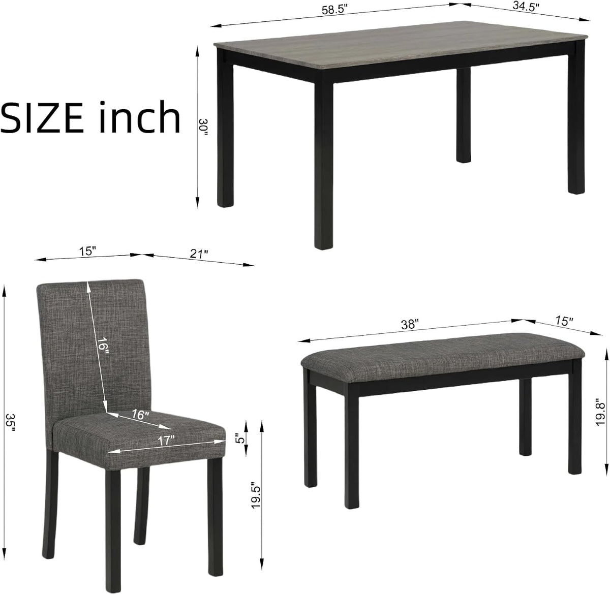 6 piece dining table set, counter height kitchen shown in use