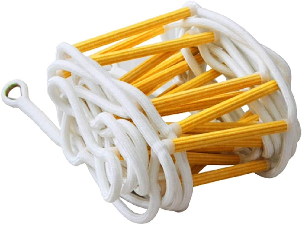 Fire Evacuation Rope Ladder, 4-Story, 32 ft, Spring Hooks & Safety Cord
