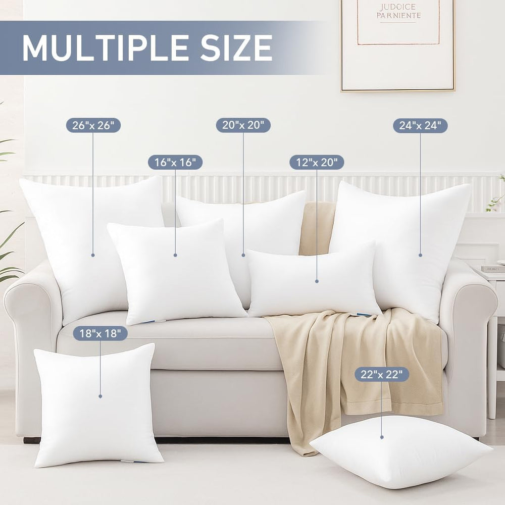 Leeden 18x18 Throw Pillow Inserts Set of 4, Pillow Forms for Couch