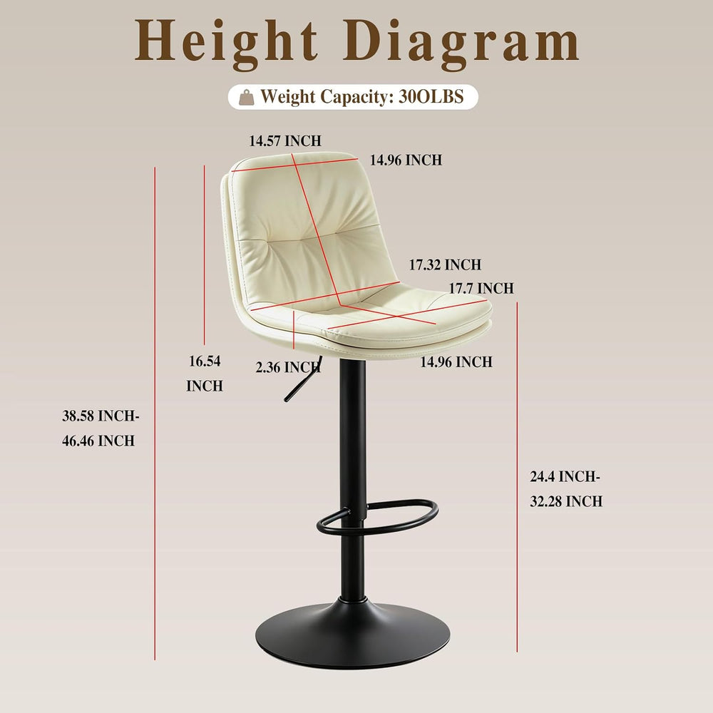 Bar Stools Set of 2 Swivel Adjustable Bar Chairs Counter Height