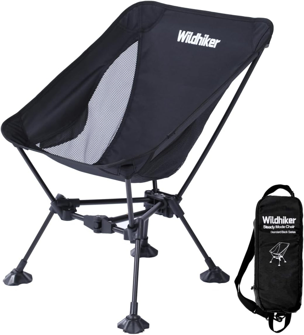 Wildhiker SteadyMode Compact Folding Camping Chair, Go-Anywhere – Black