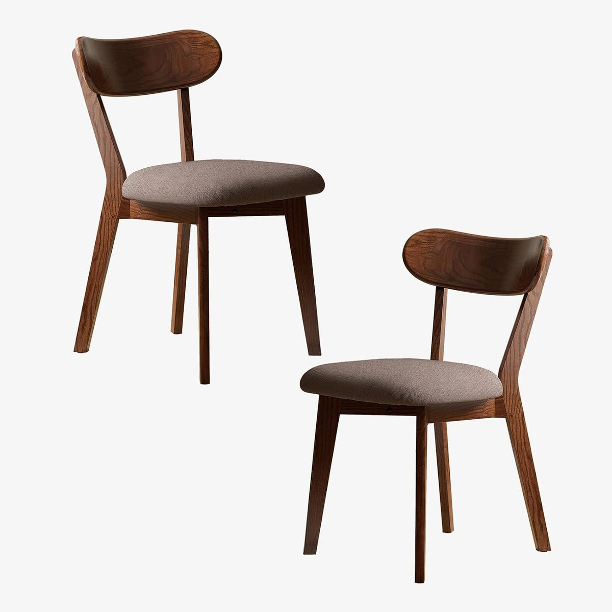 Mid Century Modern Walnut Dining Chairs Set of 2, FAS-Grade Oak, 400 lbs