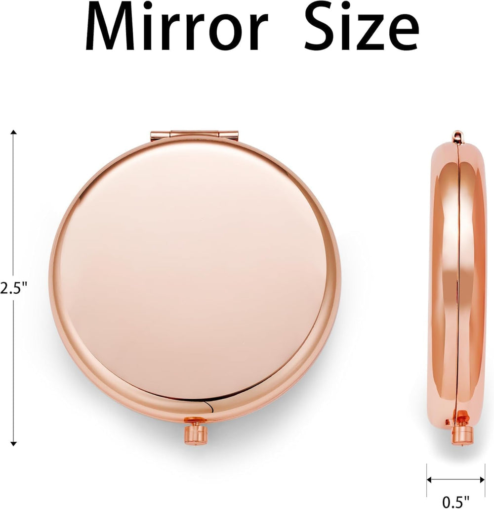 Compact Mirror for Purse, Metal Round Shell, Double-Sided 1X/2X Magnifying, P...