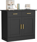 Buffet Cabinet with Storage - Buffets & Sideboards Kitchen Storage Cabinet, Wood Console Table Coffee Bar Accent Cabinets for Living Room Dining Room Entryway Small 2 Doors & Drawers, Black 35.4"W