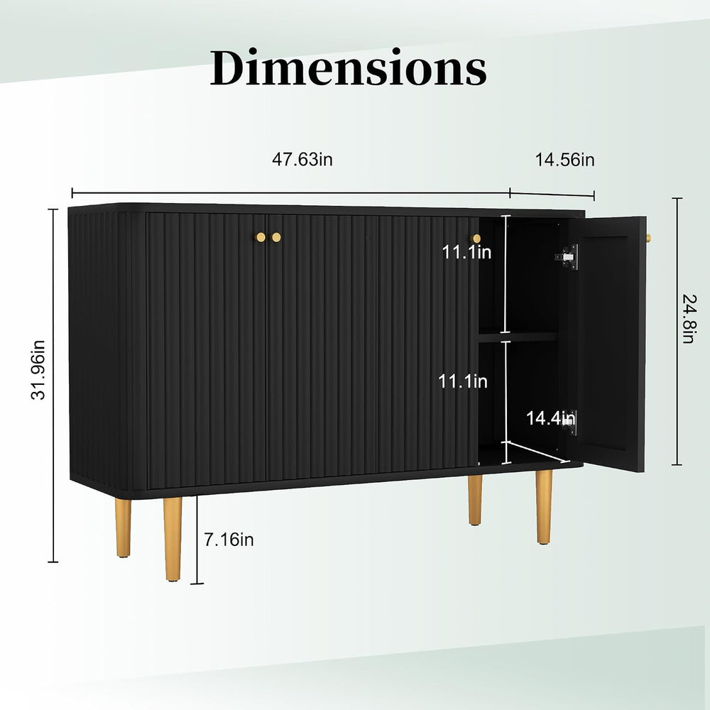 HLR Sideboard Buffet Cabinet, 48" Modern Accent Cabinet with 4 Door and ...