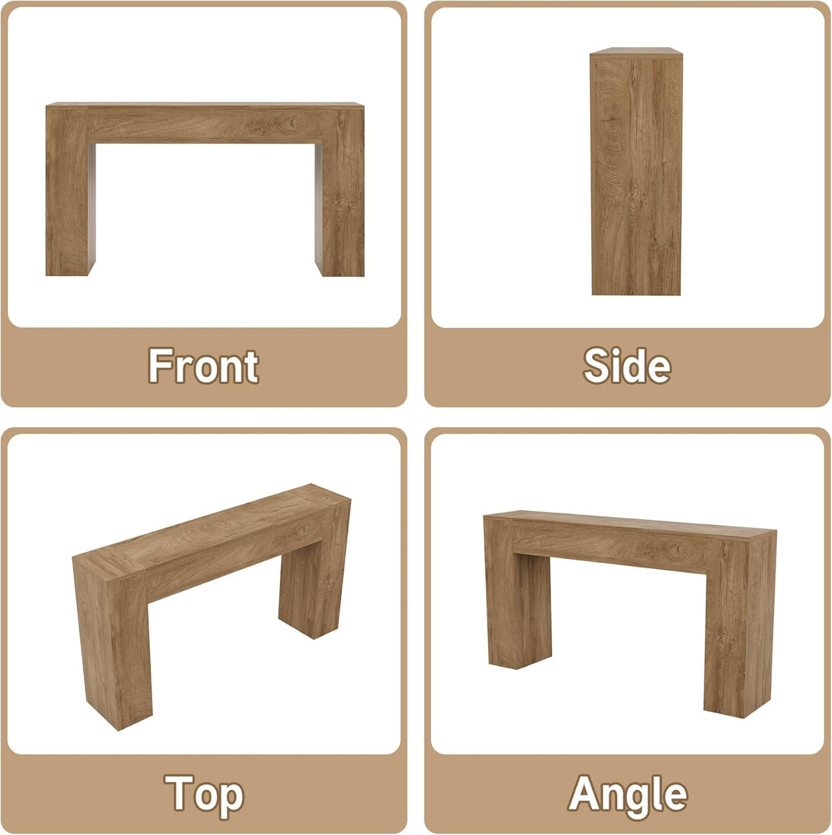 Epecoya 53-Inch Wood Console Table for Entryway Living Room, Oak Brown