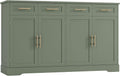 HOSTACK Sideboard Buffet Cabinet with Storage, Kitchen Cabinet, Green/Gold