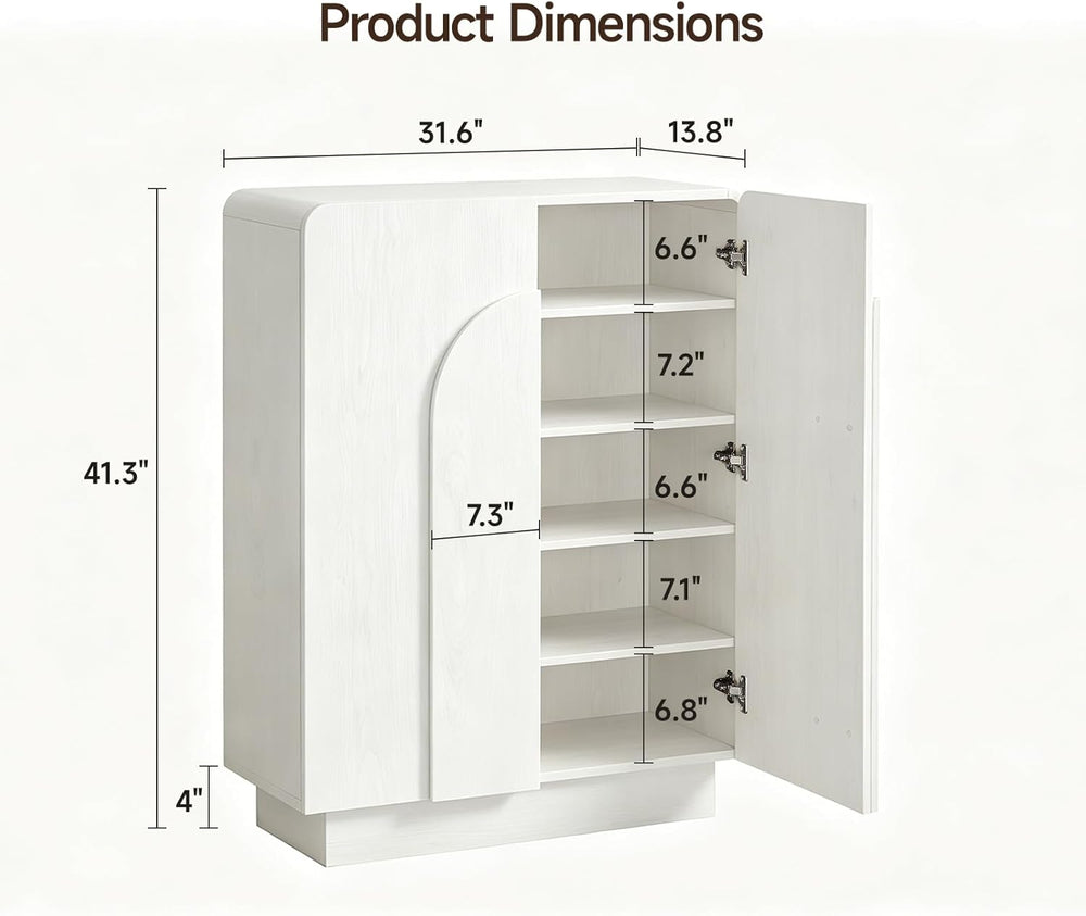 ONBRILL Shoe Storage Cabinet,13.8" D x 31.6" W x 43.3" H, White