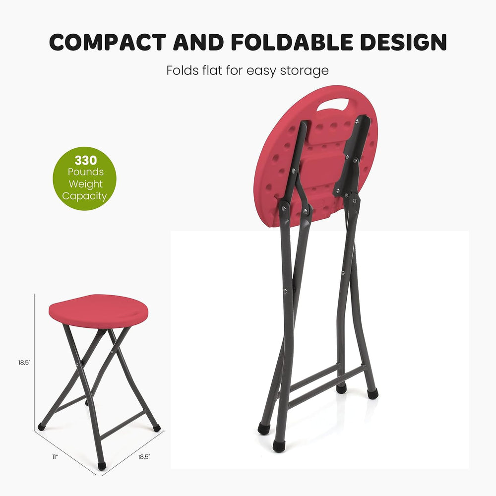 Mintra Metal Folding Stools, Heavy-Duty Backless Portable Chairs for Adults, ...