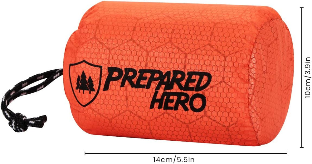 Prepared Hero Survival Bag, Emergency Bivy Sleeping Bag, Orange, 2 Pack