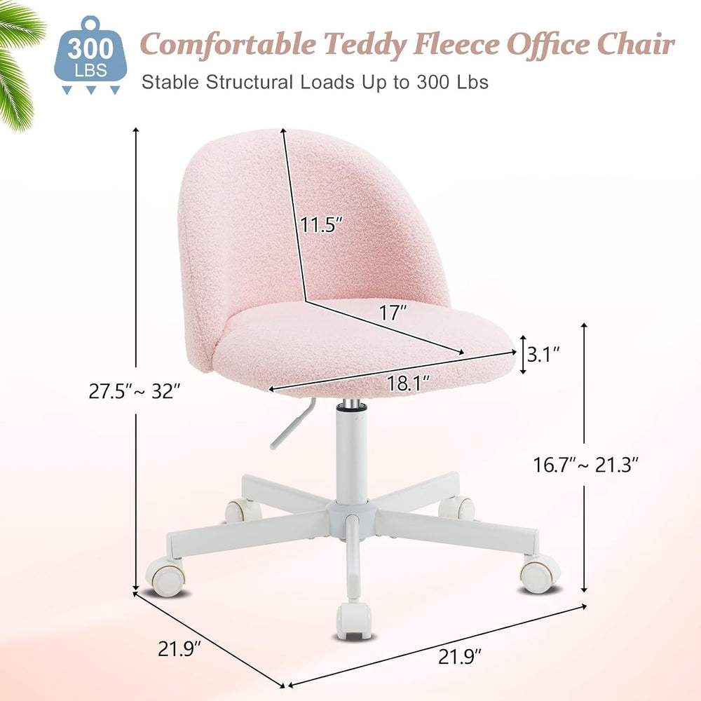 VINGLI Cute Candy Chair Armless Comfy Small Office Desk Vanity Chair with Whe...