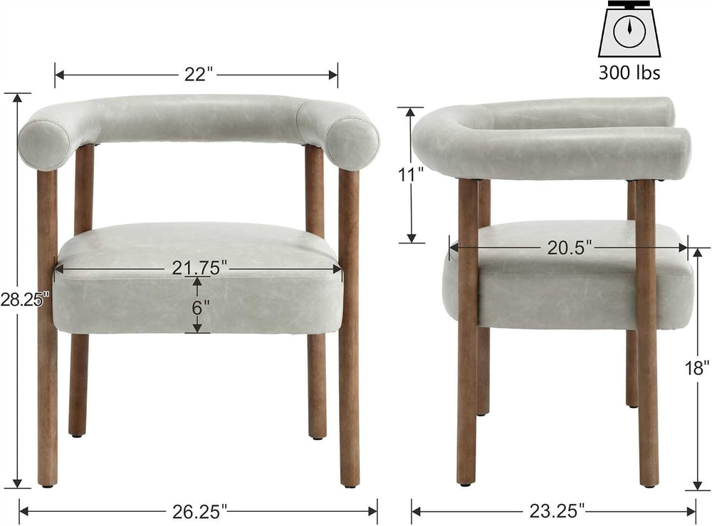 VESCASA Upholstered Dining Chairs with Natural Brush Wood Legs, Faux Leather ...