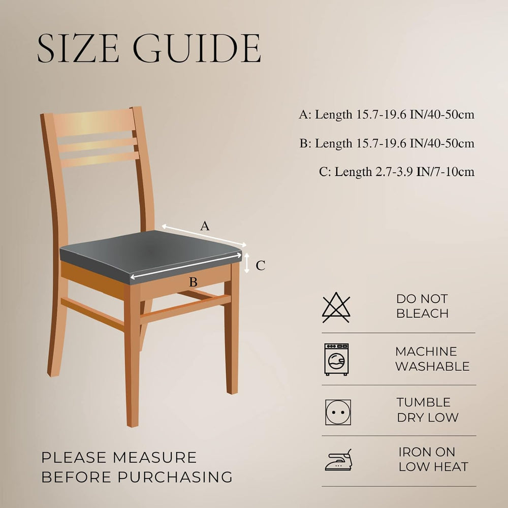 SearchI Waterproof Dining Chair Seat Covers Set of 6, Check Light Grey
