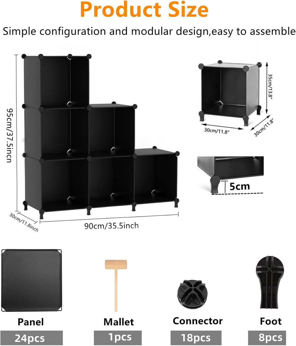 AWTATOS Closet Organizers and Storage, 6 Cube Storage Organizer, Black
