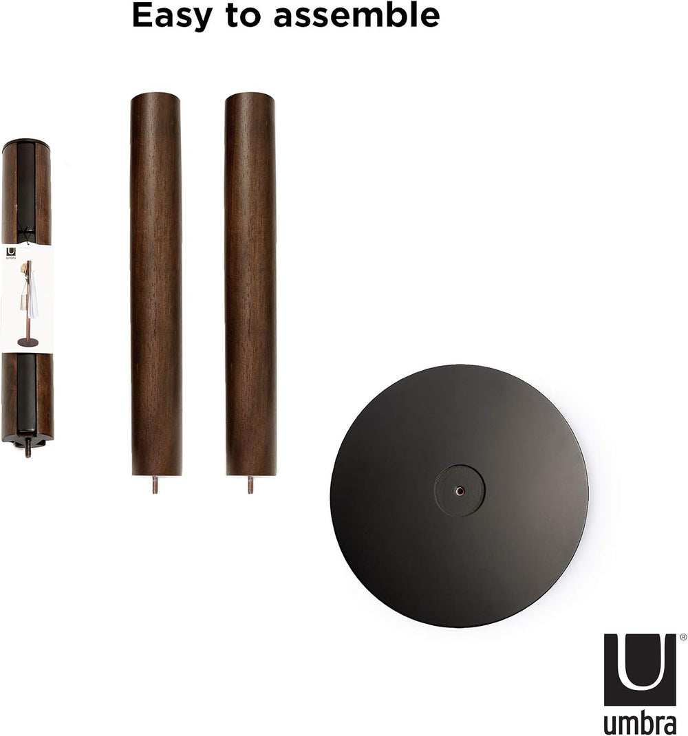 Umbra Flapper Coat Rack, Flip Down Clothing Rack, 9 Hooks, Black/Walnut