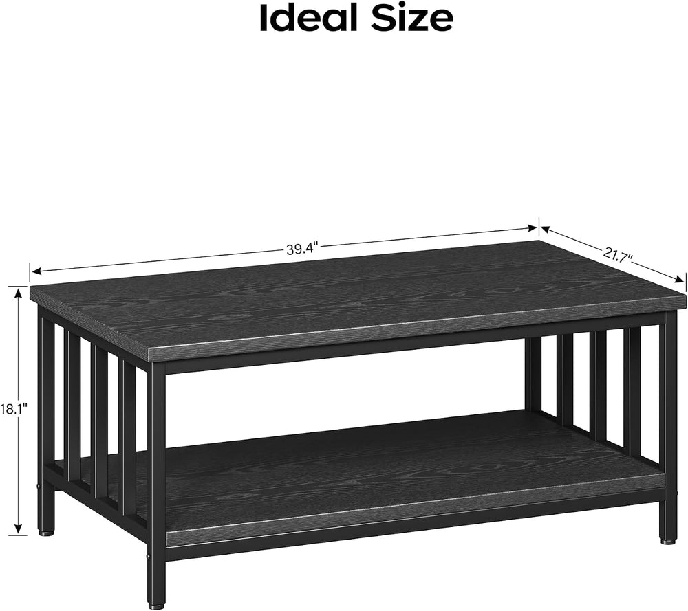 Coffee Table for Living Room with Slatted Sides Frame, Modern Farmhouse Livin...