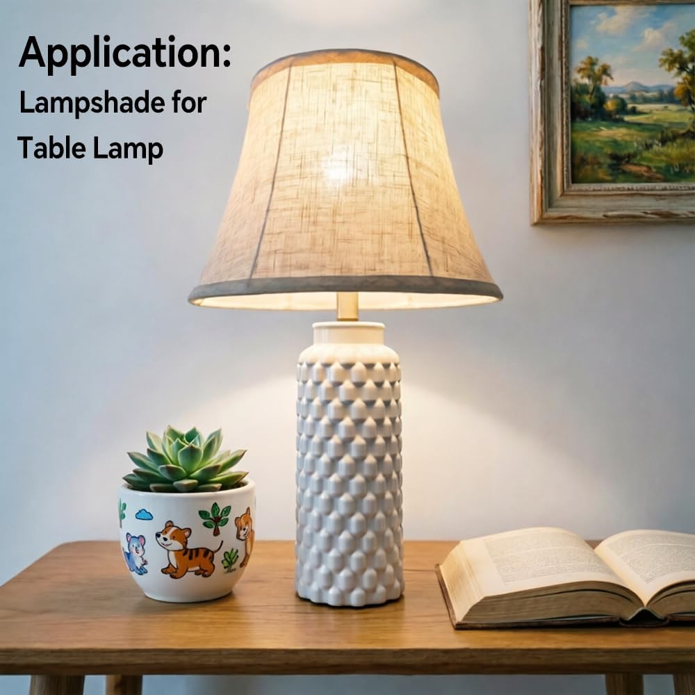 Royal Beige Linen Lamp Shade Set of 2, 7.9"Top x Bottom13"x 9.8&quo...