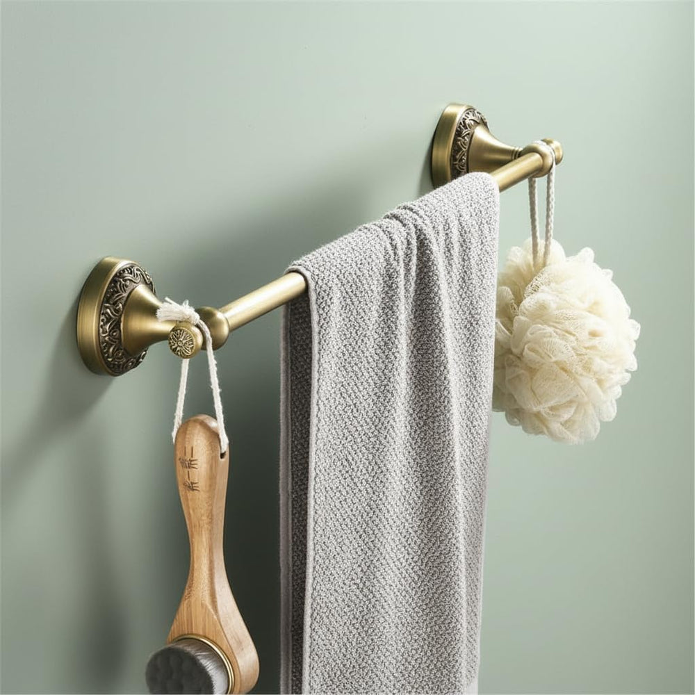 Flybath 20 Inch Towel Bar Brushed Brass Antique Wall Mount for Bathroom