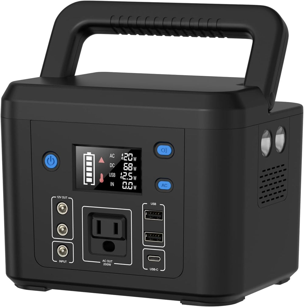 200W Portable Power Station, 192Wh LiFePO4 Solar Generator for Camping