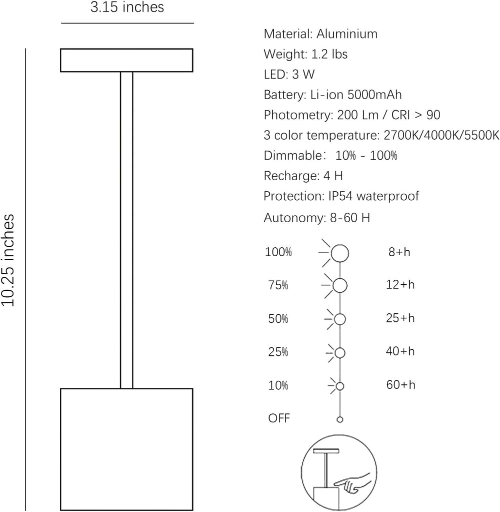 Cordless Rechargeable LED Table Lamp Set of 2, Wood