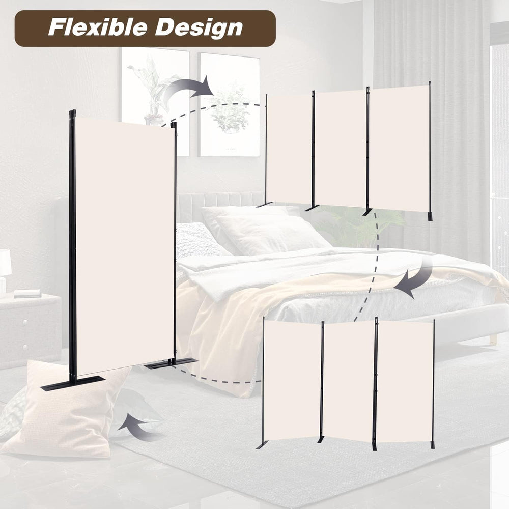 Room Divider, 3 Panel Folding Privacy Screens with Wider Feet, Beige