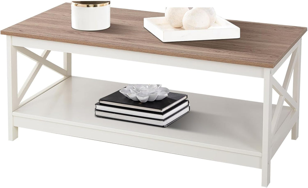 Sophia & William Farmhouse Coffee Table for Living Room, White