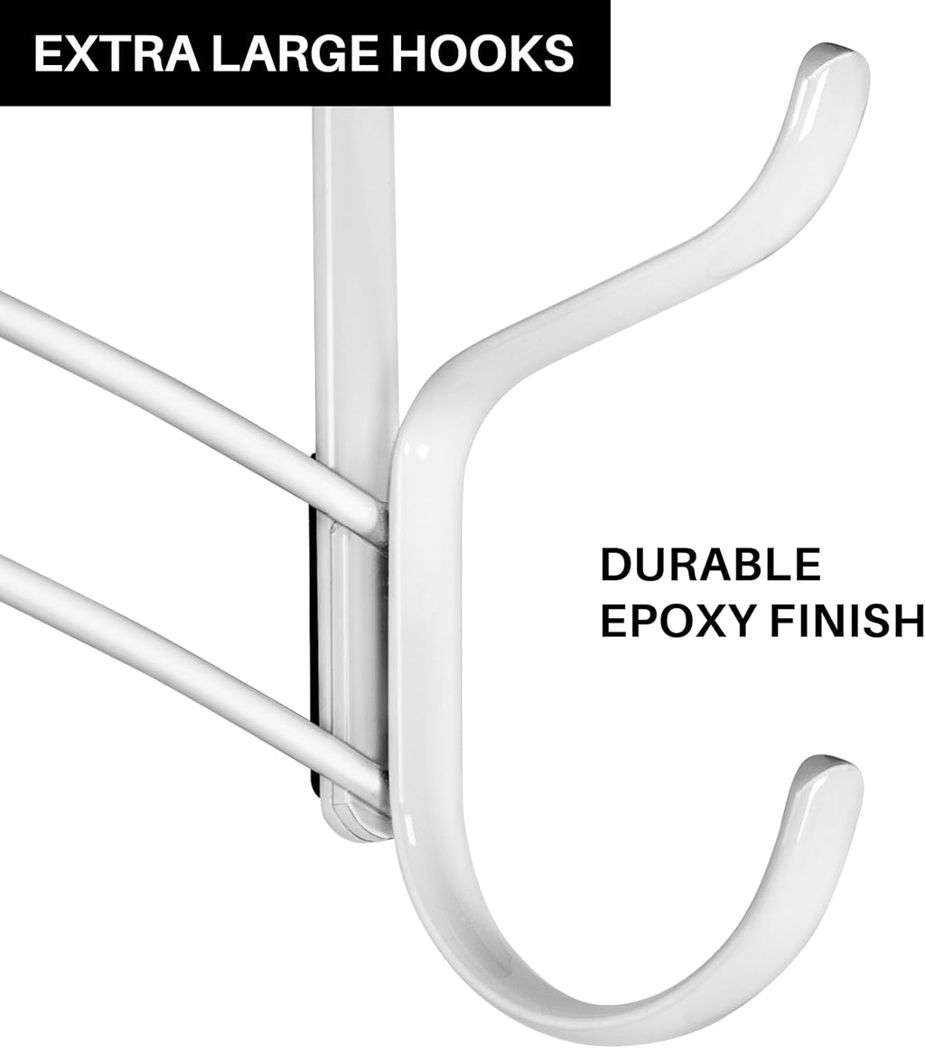 LYNK Professional® Home™ Over the Door Hooks - 46 Hook – Over the Door Coat Rack - Over the Door Hanger - Hanging Towels or Clothes - Bathroom, Bedroom, Laundry Room - Lifetime Ltd. Warranty, White