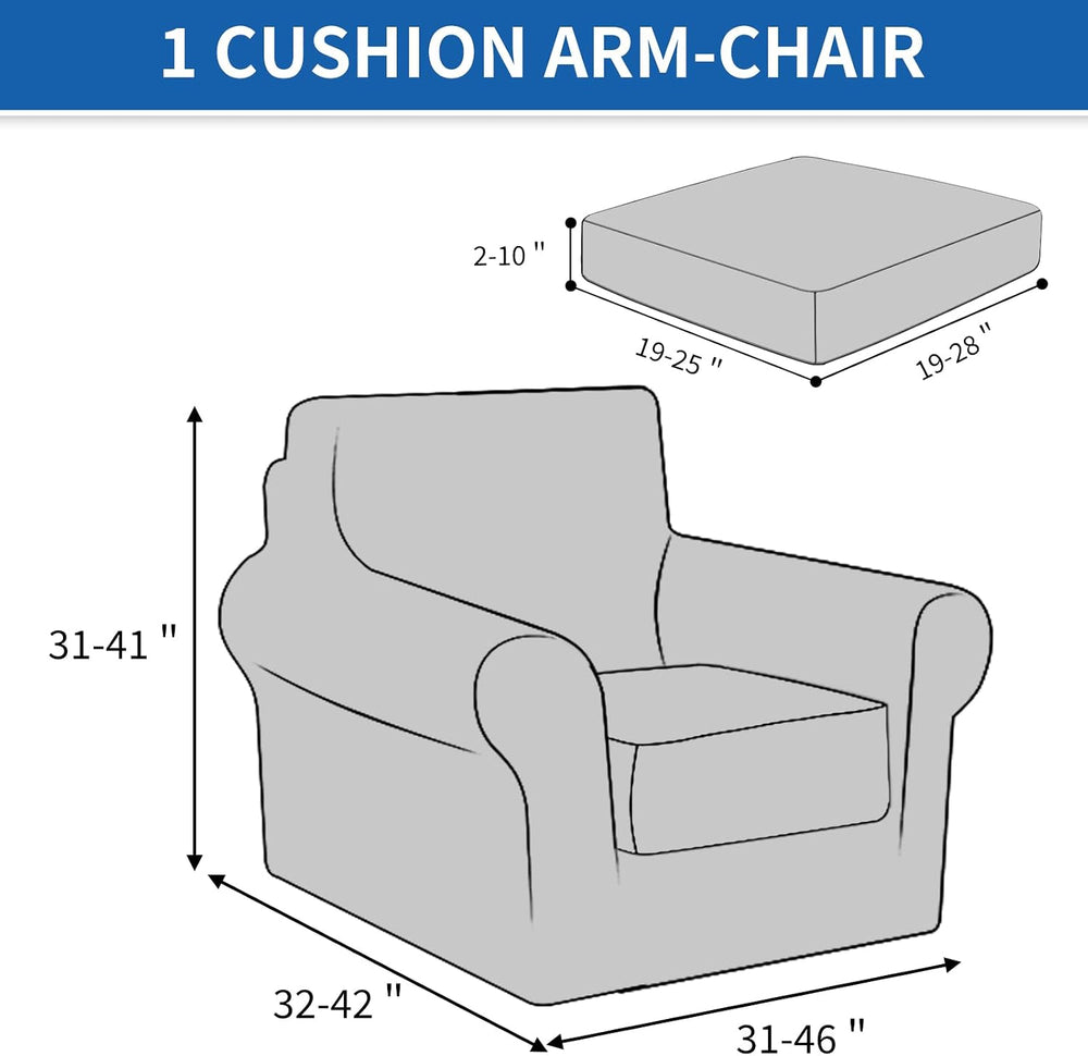 CYCMCAO 2 Piece Stretch Armchair Covers for 1 Cushion Couch, Chair 31"-4...