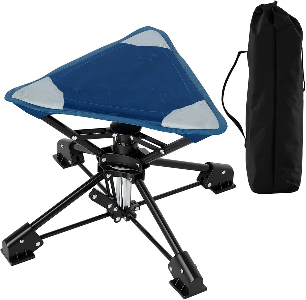 Tangkula 360° Swivel Foldable Camping Stool with Anti-Sink Feet, Blue