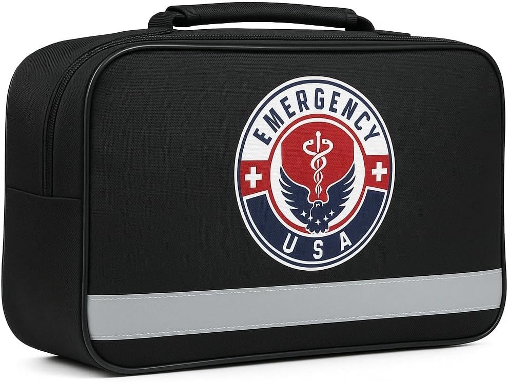 Roadside Car Emergency Kit - First Aid Set, Jumper Cables, Tow Strap, LED Fla...