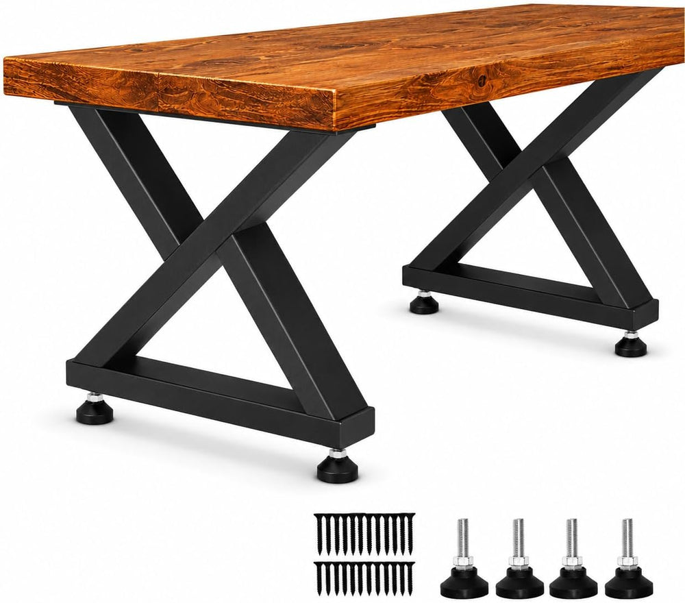 16" Heavy Duty X-Frame Metal Coffee Table Legs, 16x18, Set of 2