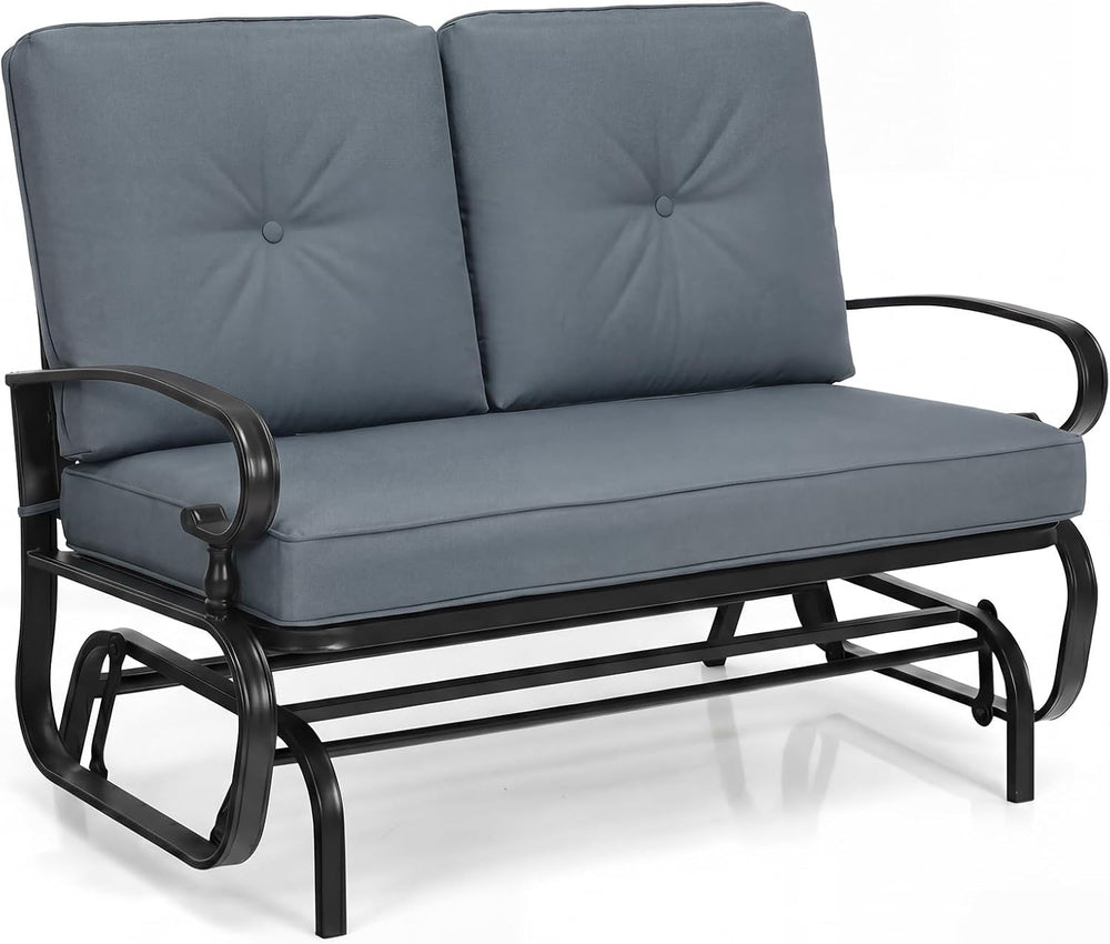 GIANTEX Outdoor Glider Bench, Patio 2 Person Loveseat with Removable Cushion,...