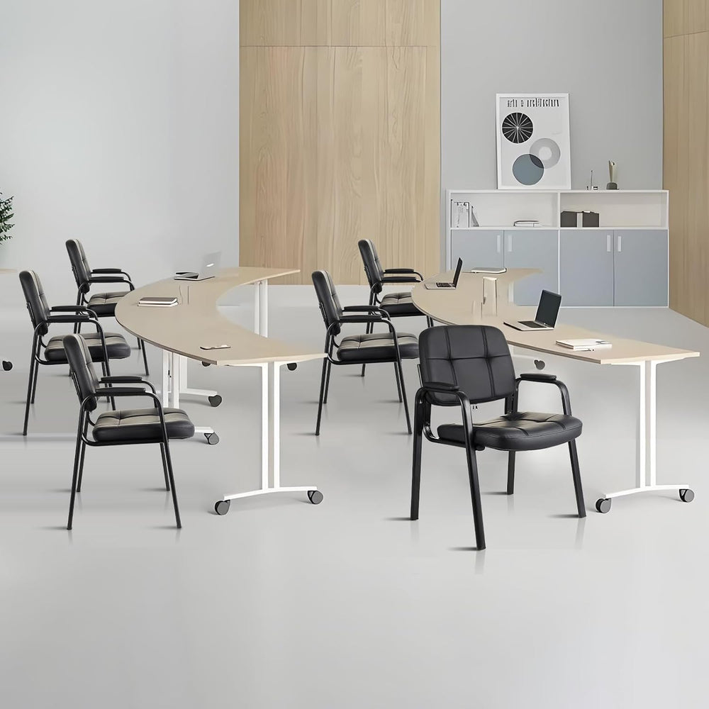 CLATINA Waiting Room Guest Chair with Bonded Leather Padded Arm Rest for Offi...