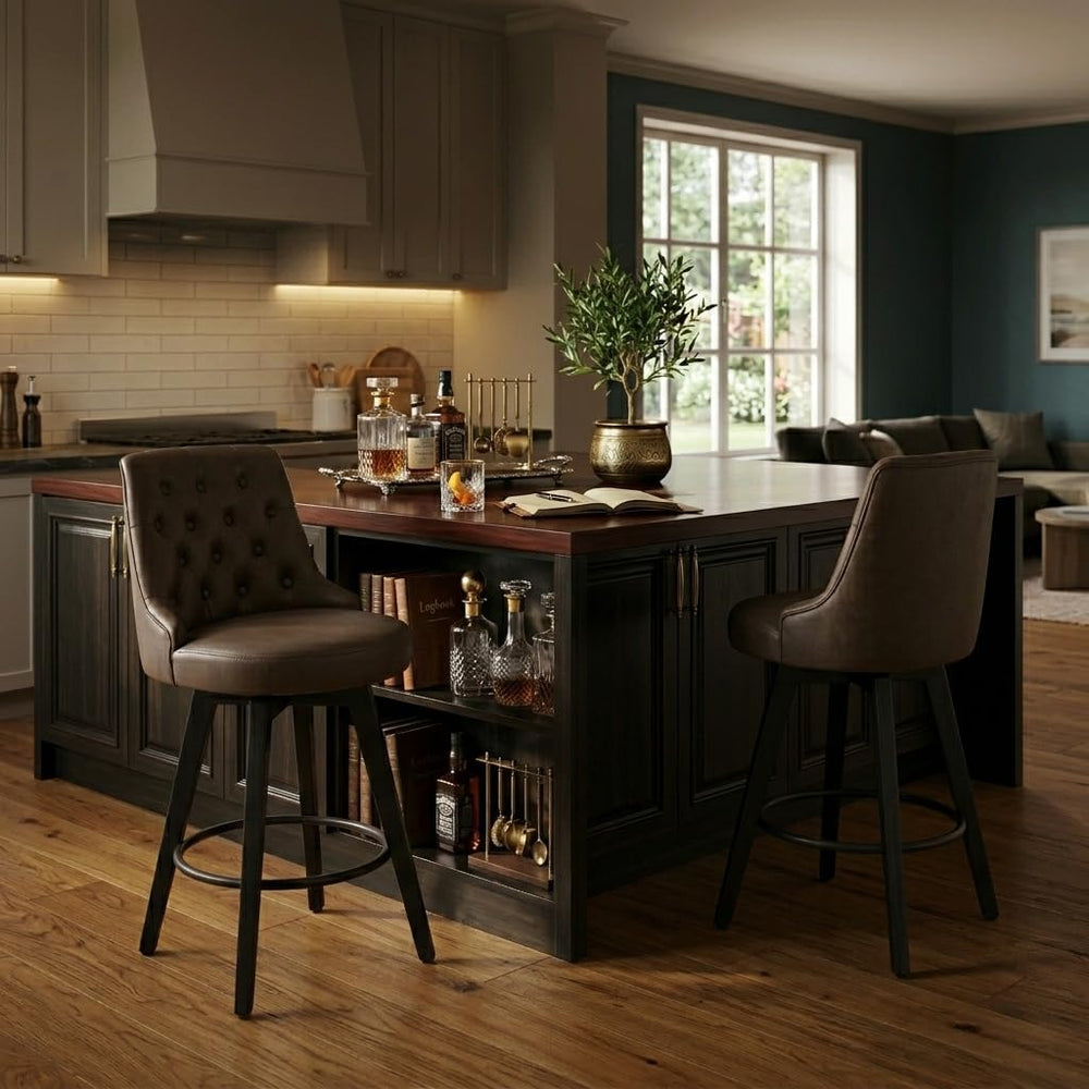 Watson & Whitely Counter Height Bar Stools Swivel Barstools, Chocolate