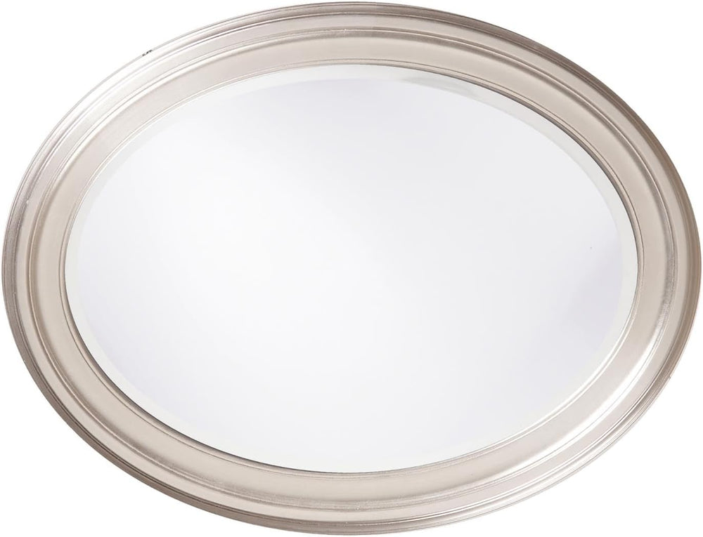 Howard Elliott Collection George Oval Bright Silver Wall Mirror, Oval Bevelle...